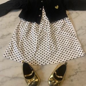 HB 6-12mnth polka dot dress|sweater|shoes 3pc set
